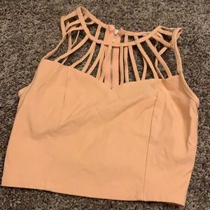 Charlotte Russe Light Pink Cage Back Crop Tank Top